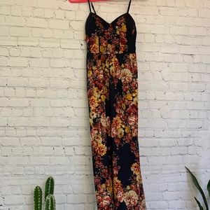 Flower boho jump suit with flared legs